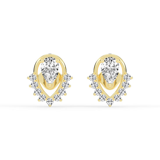 Pear Drop Chevron Stud Earrings