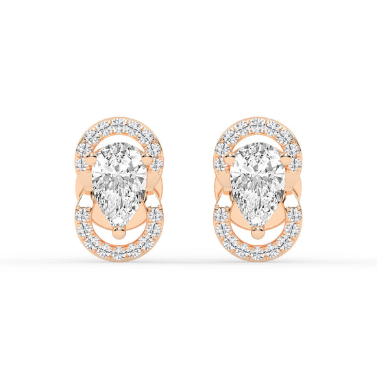 Pear Drop Orbit Halo Stud Earrings