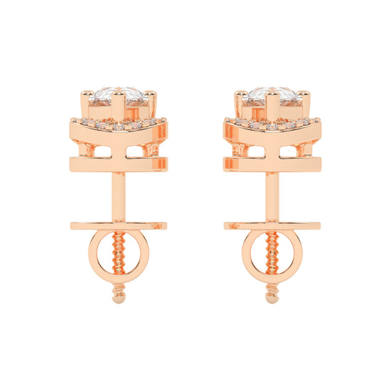Pear Drop Orbit Halo Stud Earrings