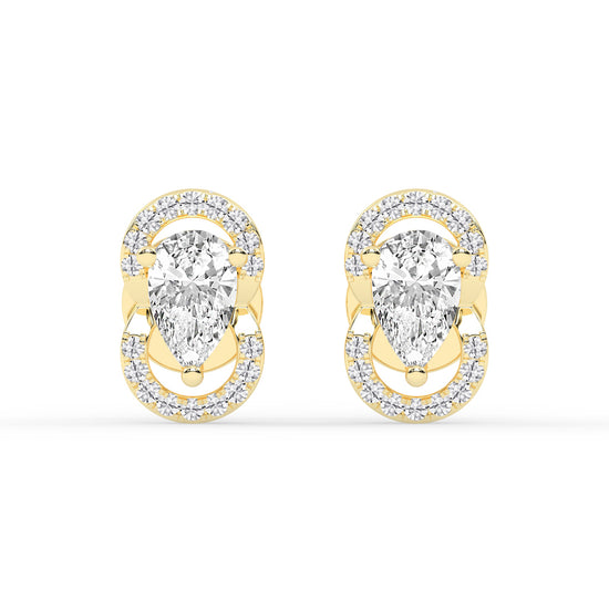 Pear Drop Orbit Halo Stud Earrings