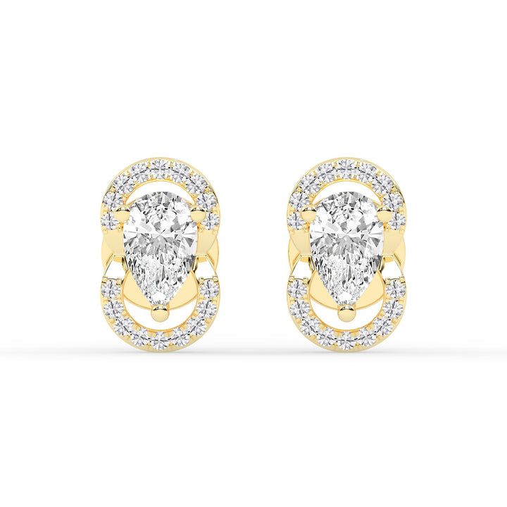 Pear Drop Orbit Halo Stud Earrings