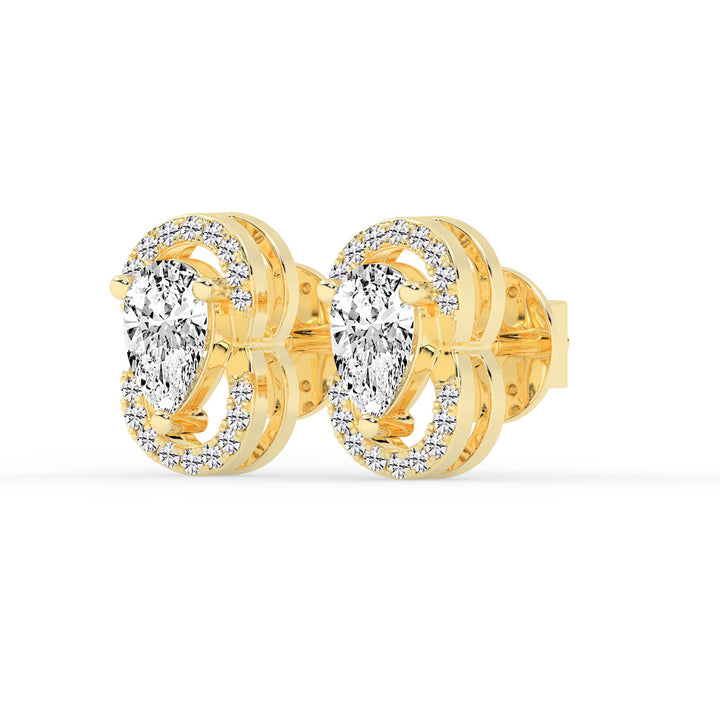 Pear Drop Orbit Halo Stud Earrings