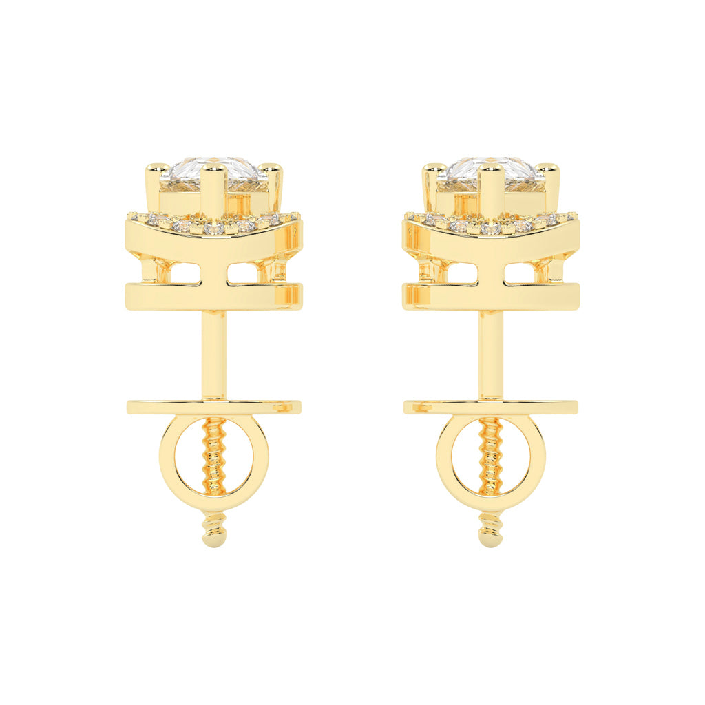 Pear Drop Orbit Halo Stud Earrings