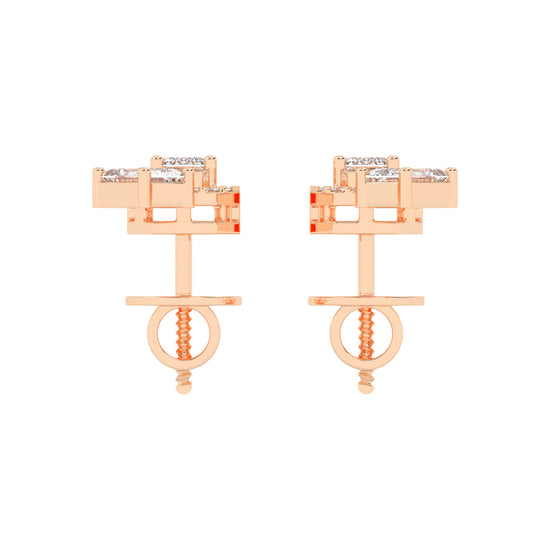 Modern Emerald Cascading Stud Earrings