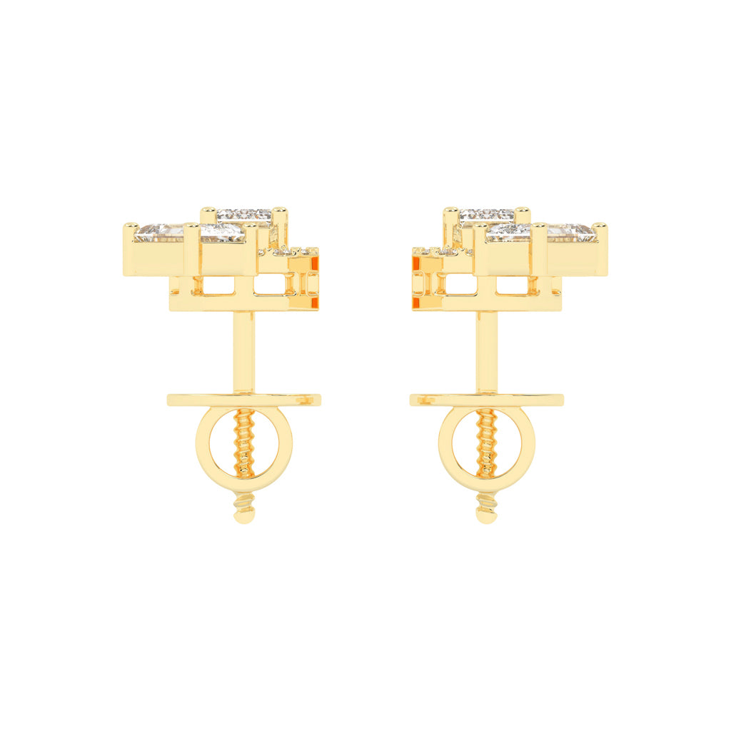 Modern Emerald Cascading Stud Earrings