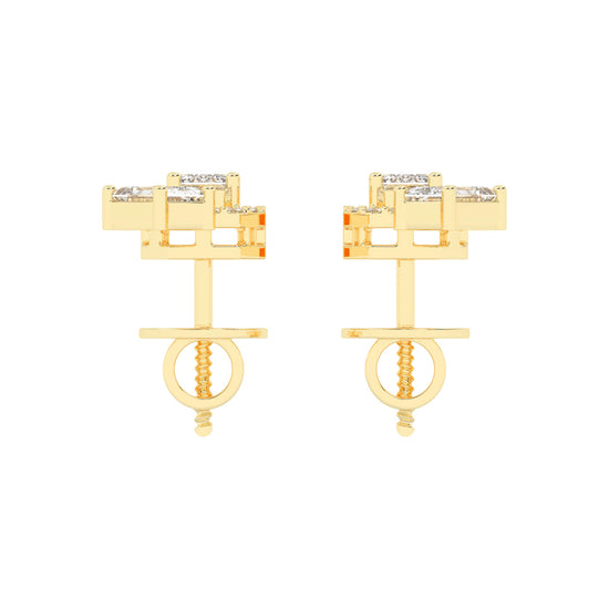 Modern Emerald Cascading Stud Earrings