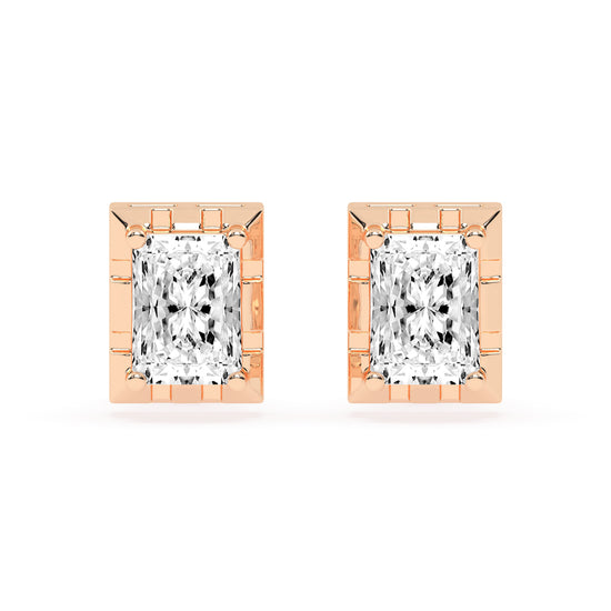 Radiant Princess Cut Frame Stud Earrings