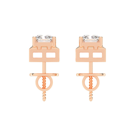 Radiant Princess Cut Frame Stud Earrings