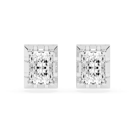 Radiant Princess Cut Frame Stud Earrings