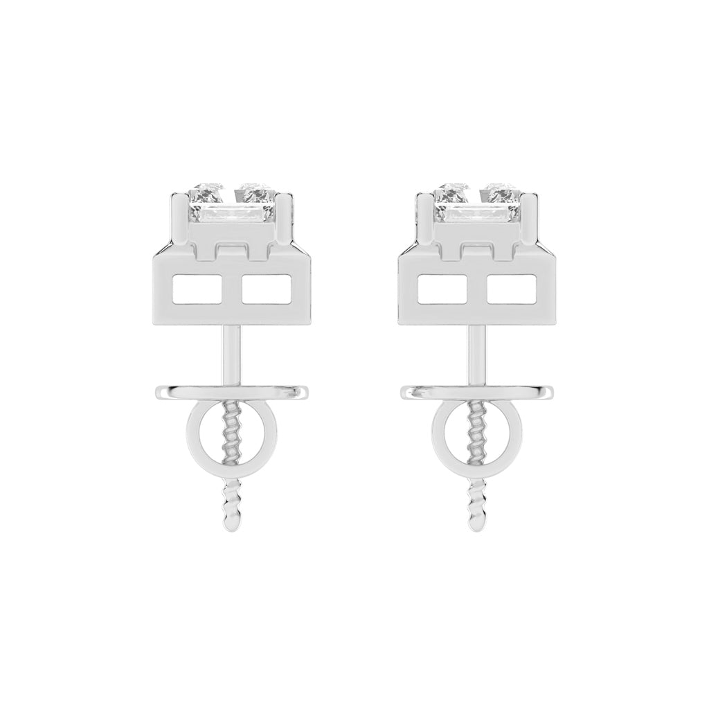 Radiant Princess Cut Frame Stud Earrings