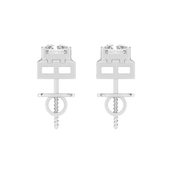 Radiant Princess Cut Frame Stud Earrings