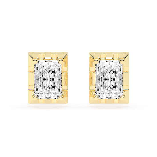 Radiant Princess Cut Frame Stud Earrings