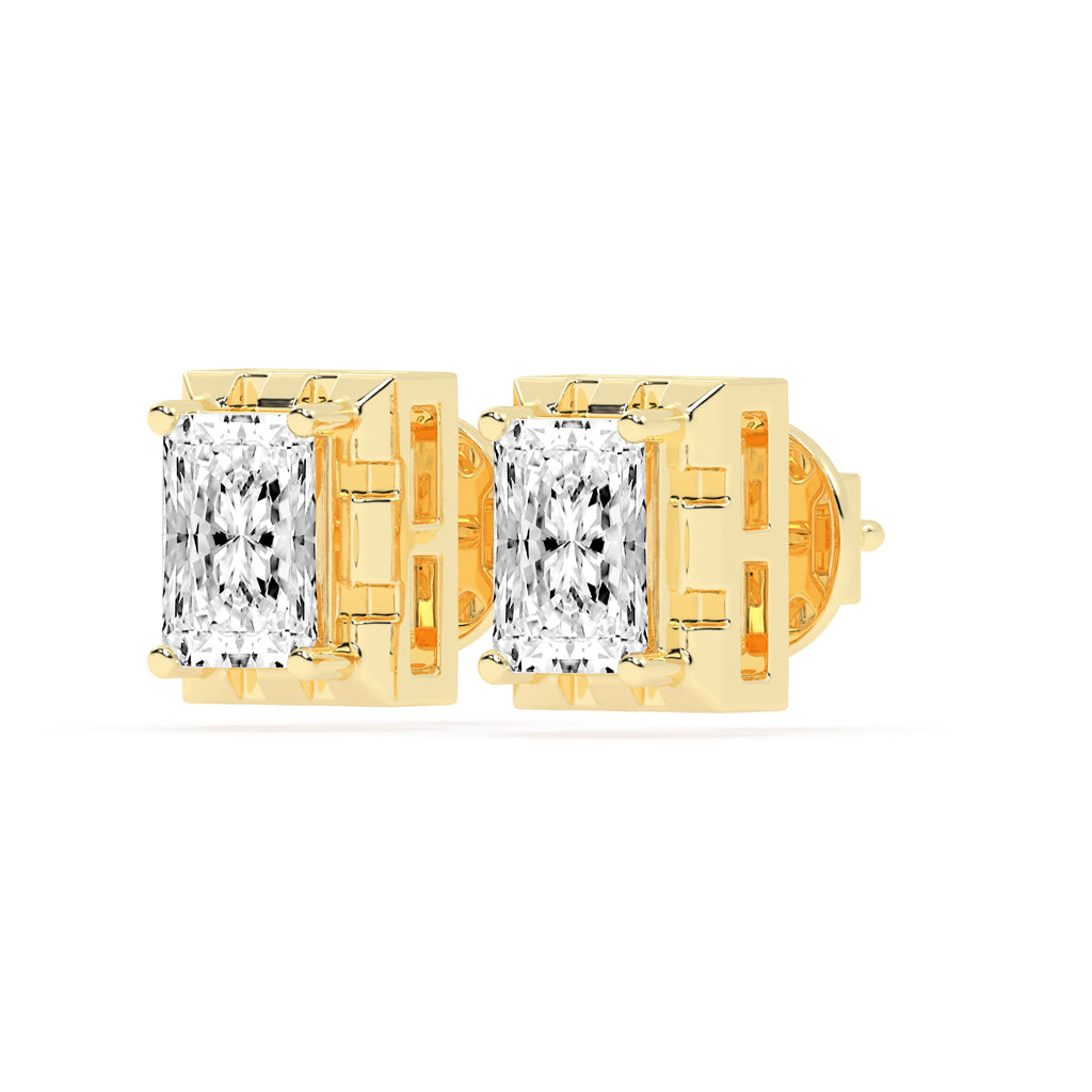 Radiant Princess Cut Frame Stud Earrings