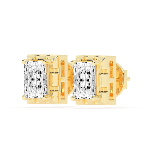 Radiant Princess Cut Frame Stud Earrings