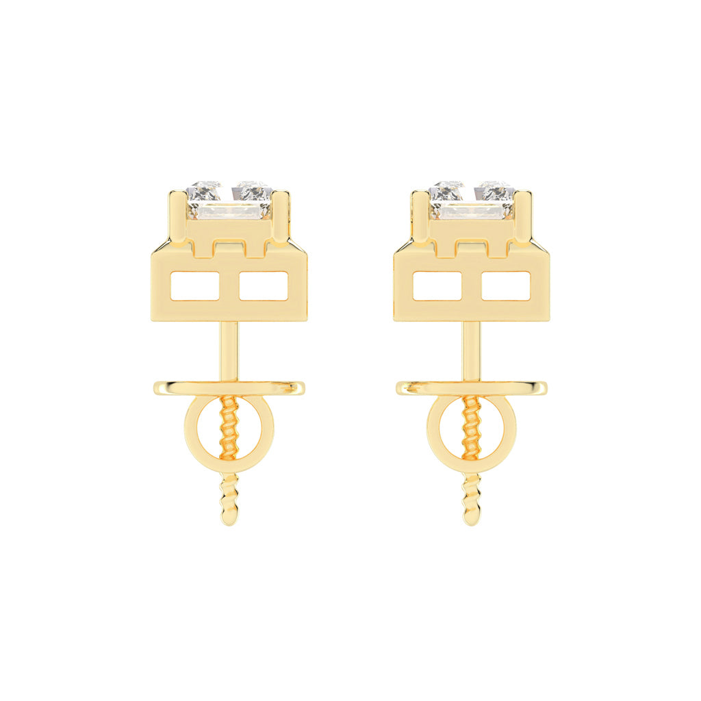 Radiant Princess Cut Frame Stud Earrings