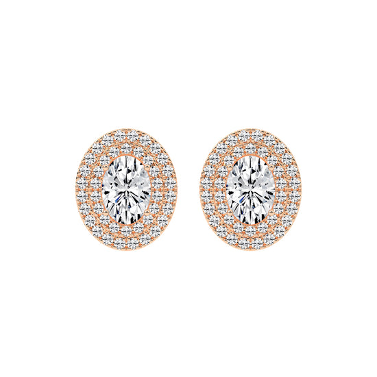 Dazzling Oval Double Halo Stud Earrings