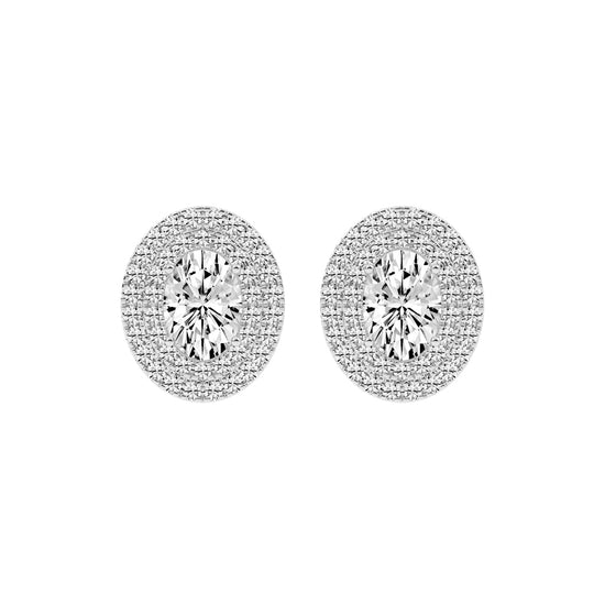 Dazzling Oval Double Halo Stud Earrings