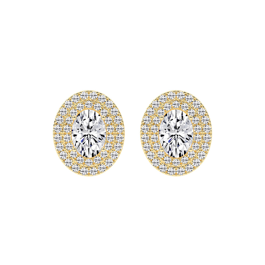 Dazzling Oval Double Halo Stud Earrings