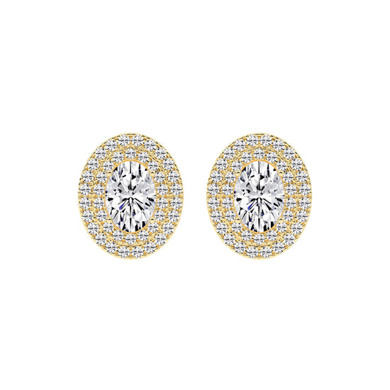 Dazzling Oval Double Halo Stud Earrings