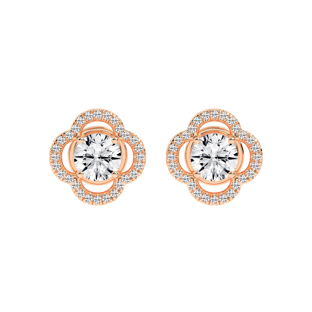 Clover Bloom Halo Stud Earrings