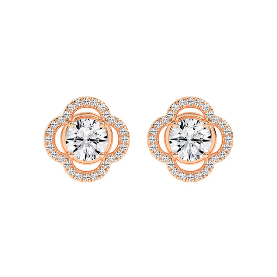 Clover Bloom Halo Stud Earrings