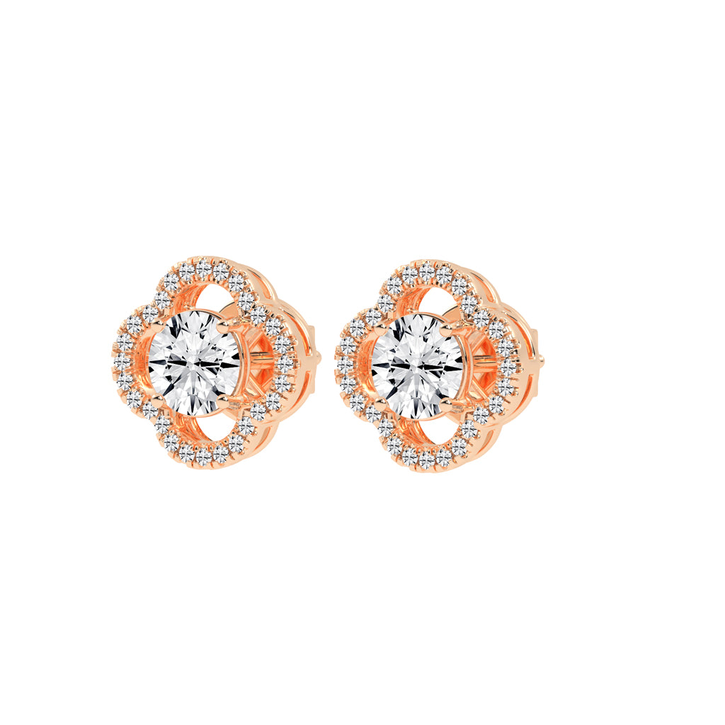 Clover Bloom Halo Stud Earrings