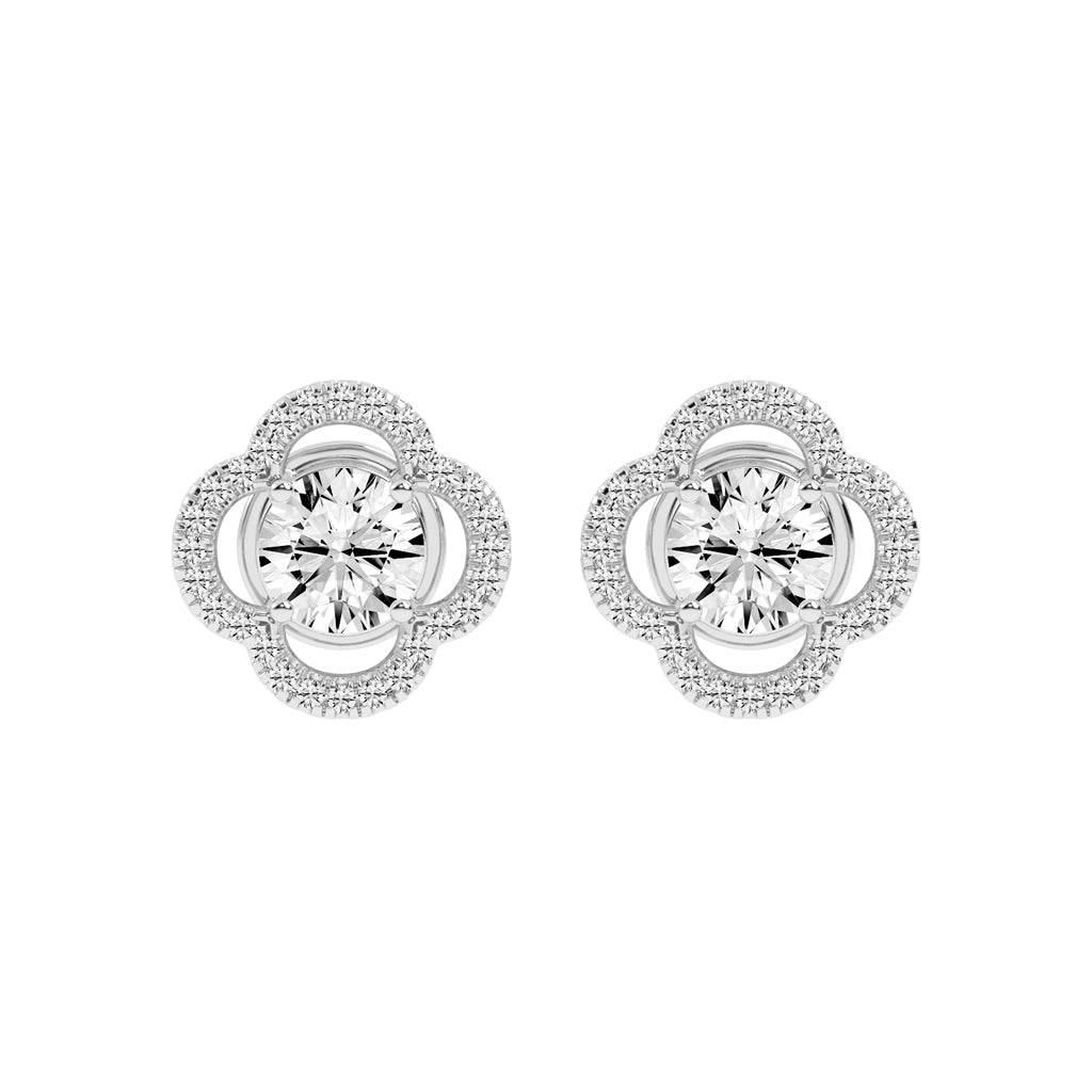 Clover Bloom Halo Stud Earrings