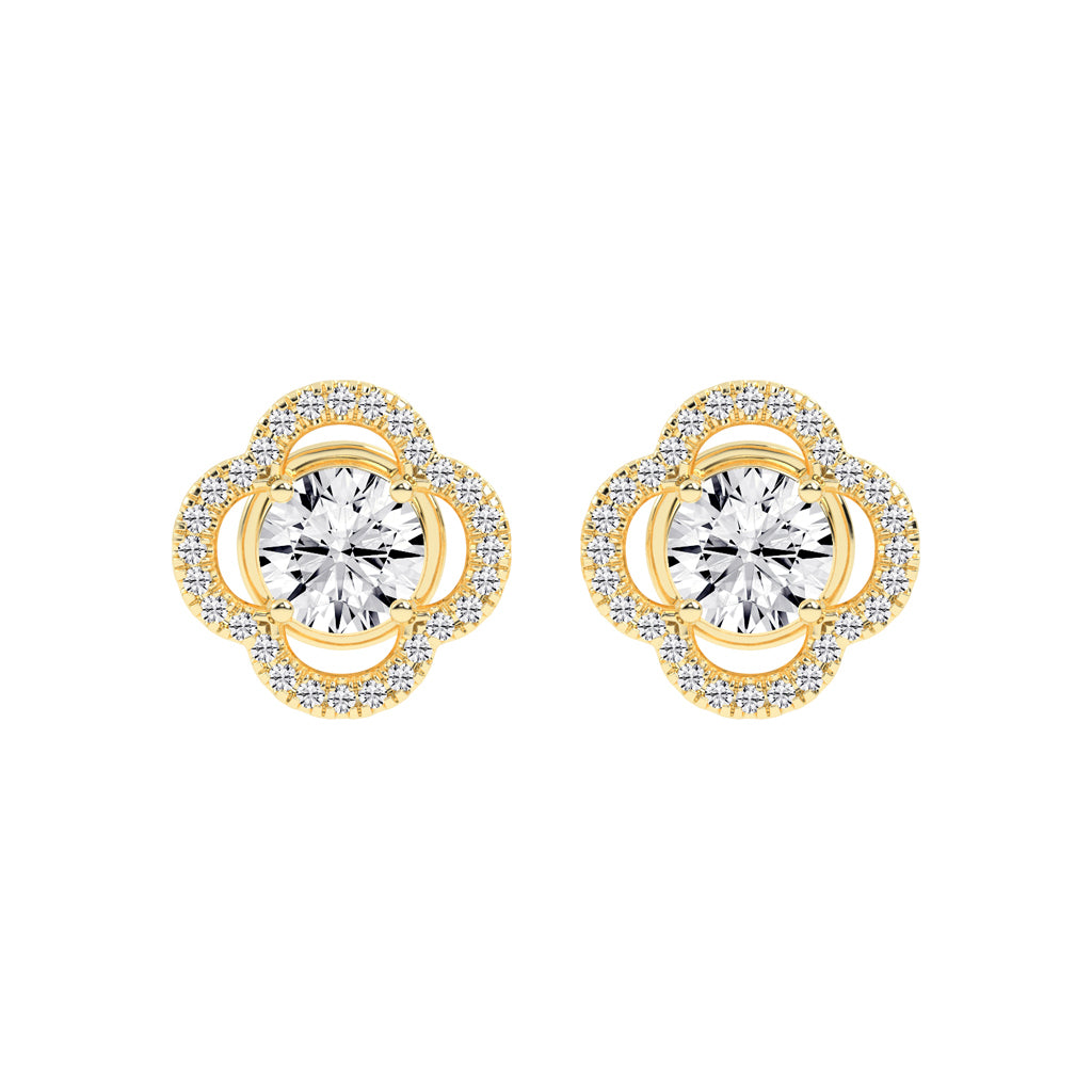 Clover Bloom Halo Stud Earrings