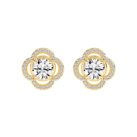 Clover Bloom Halo Stud Earrings