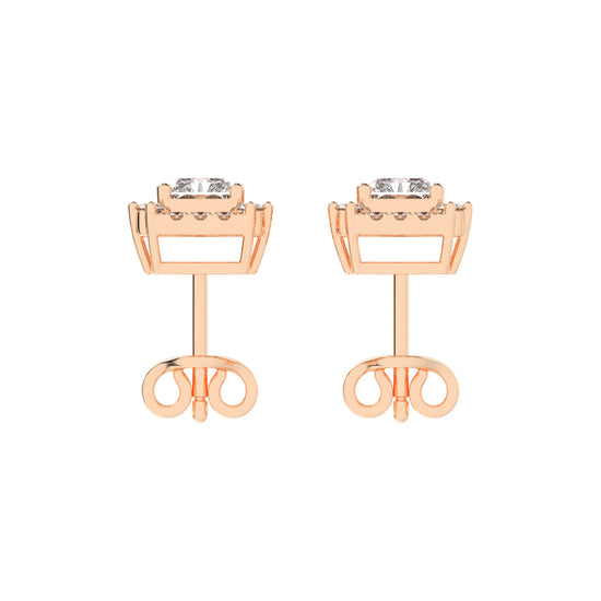Radiant Cut Halo Stud Earrings