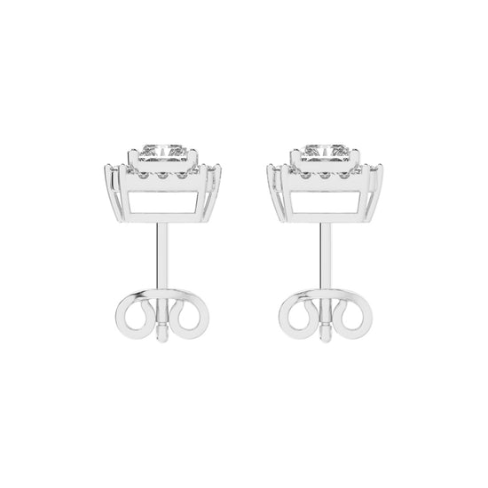 Radiant Cut Halo Stud Earrings