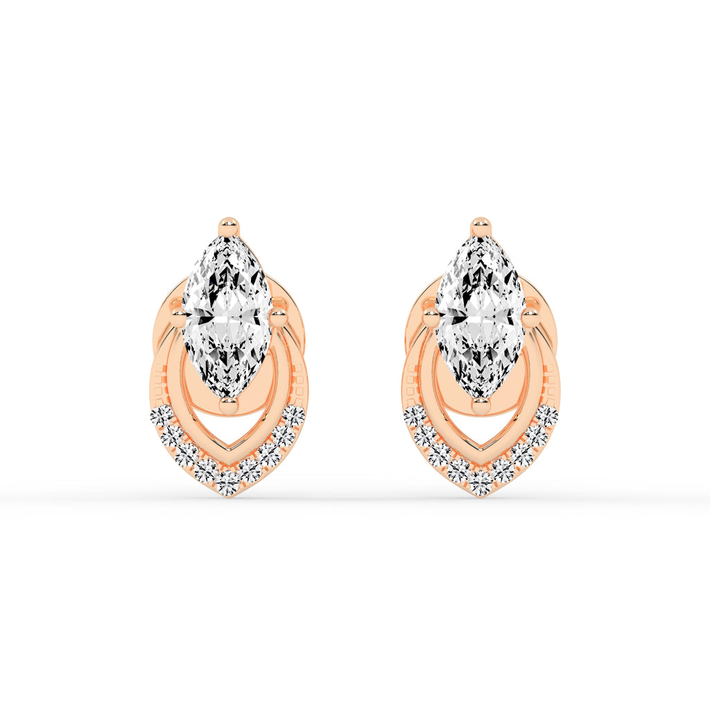 Marquise & Sparkling Curve Stud Earrings