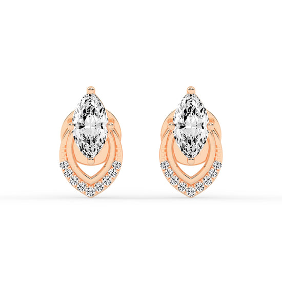 Marquise & Sparkling Curve Stud Earrings