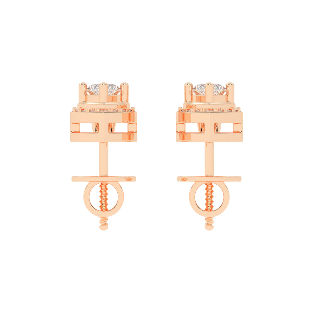 Marquise & Sparkling Curve Stud Earrings