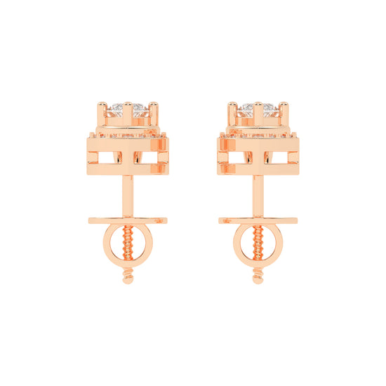 Marquise & Sparkling Curve Stud Earrings