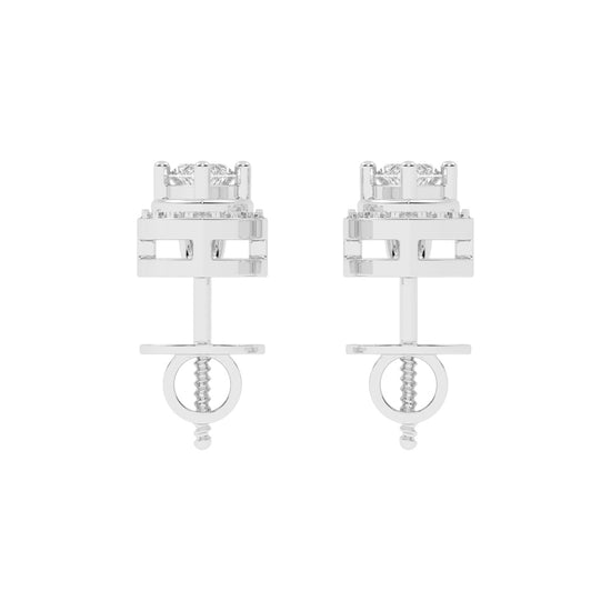 Marquise & Sparkling Curve Stud Earrings