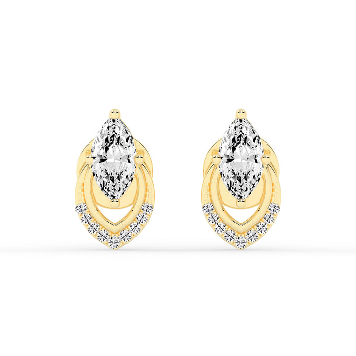 Marquise & Sparkling Curve Stud Earrings