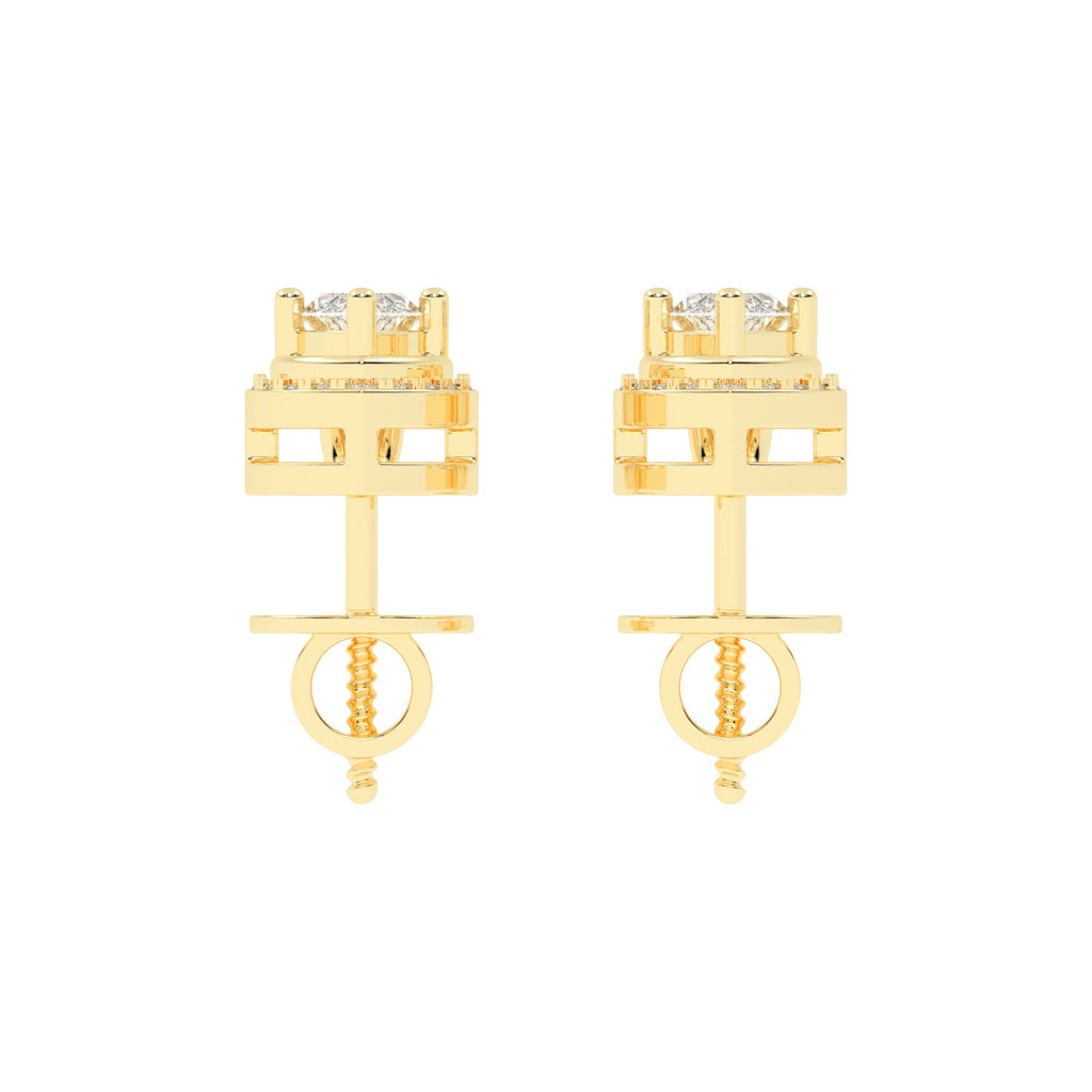 Marquise & Sparkling Curve Stud Earrings