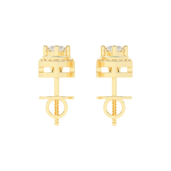 Marquise & Sparkling Curve Stud Earrings