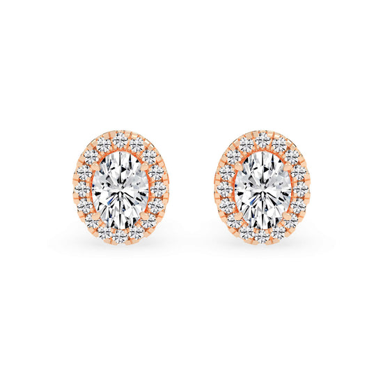 Celeste Glow – Oval Halo Studs