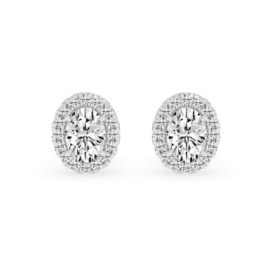 Celeste Glow – Oval Halo Studs