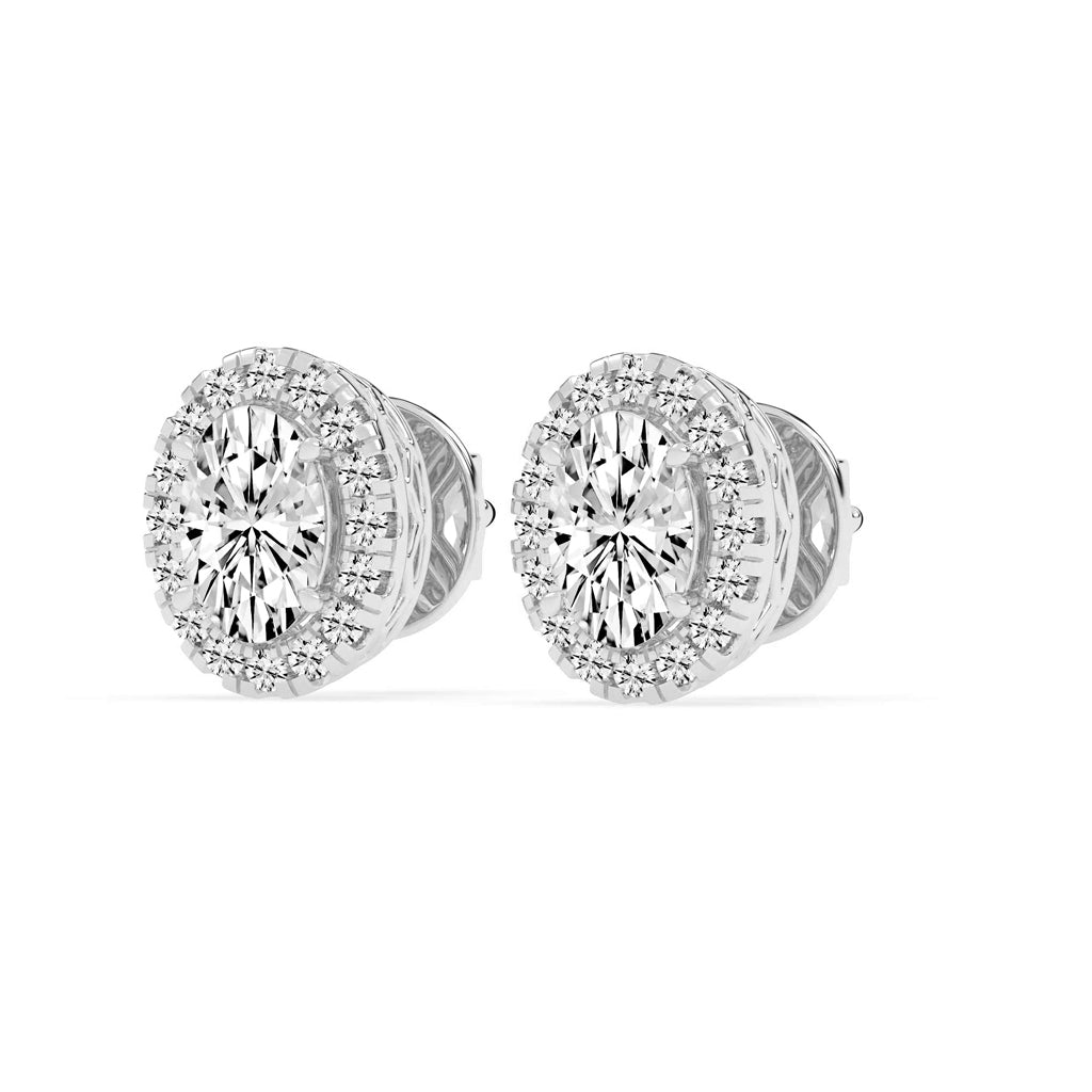 Celeste Glow – Oval Halo Studs