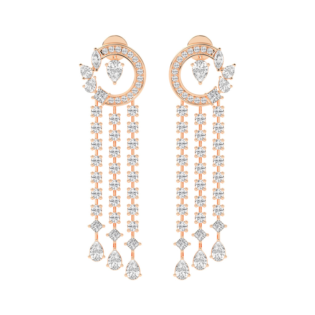 Celestial Cascade Diamond Fringe Dangle Earrings