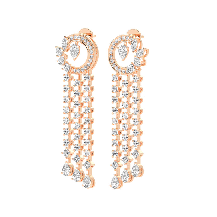 Celestial Cascade Diamond Fringe Dangle Earrings