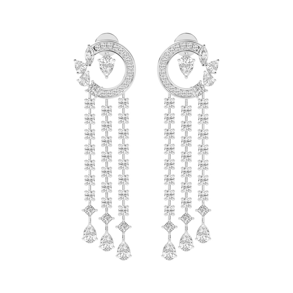 Celestial Cascade Diamond Fringe Dangle Earrings
