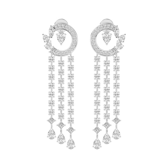 Celestial Cascade Diamond Fringe Dangle Earrings