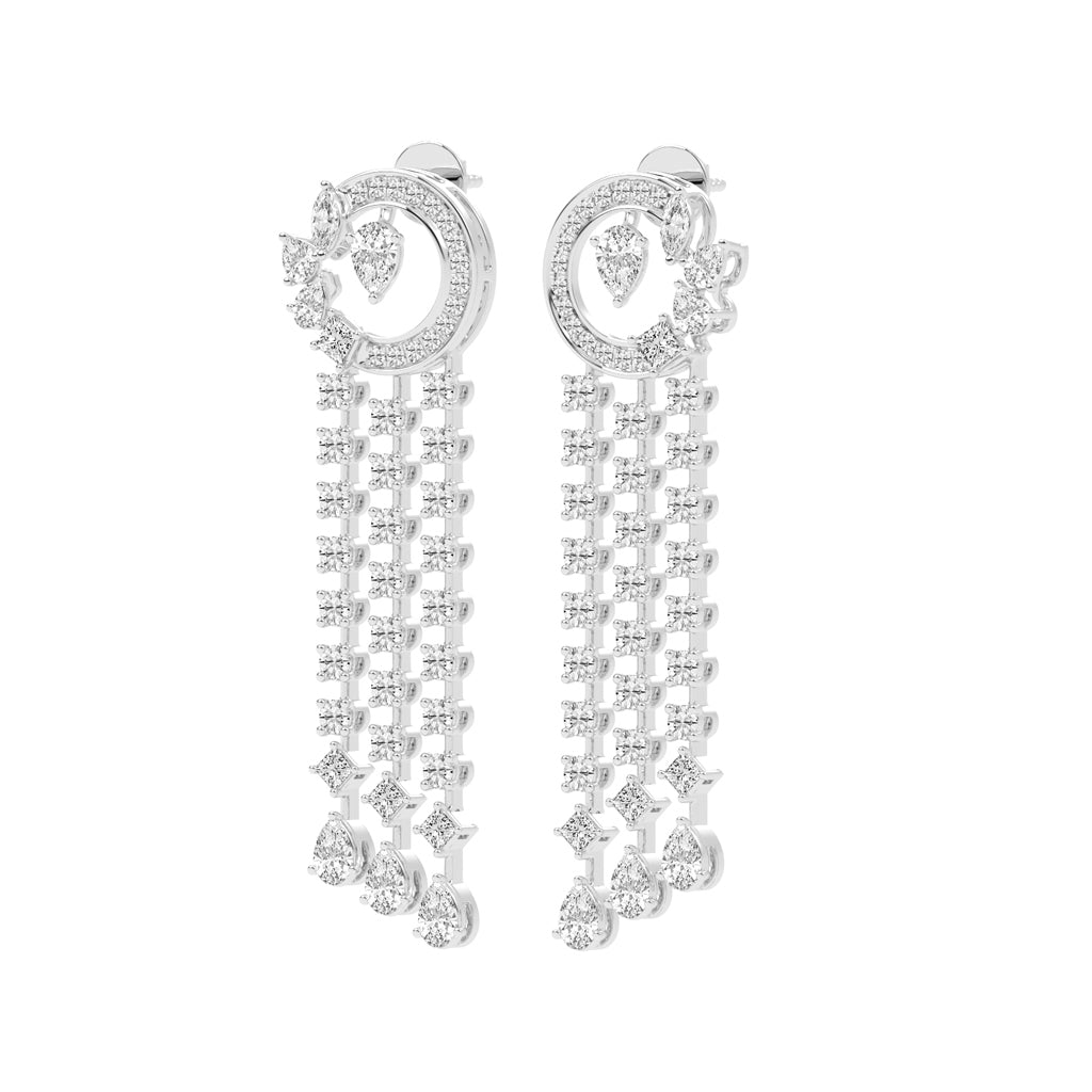 Celestial Cascade Diamond Fringe Dangle Earrings