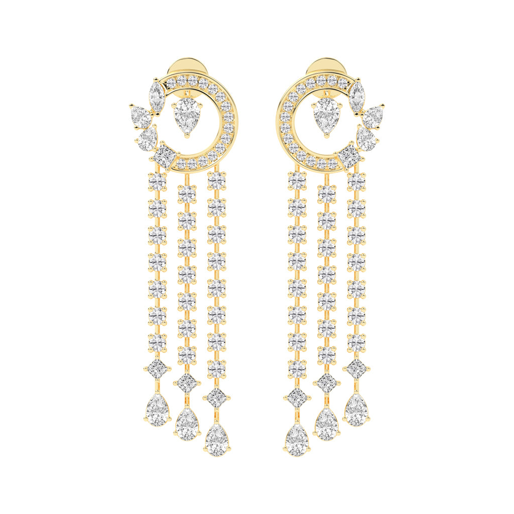 Celestial Cascade Diamond Fringe Dangle Earrings