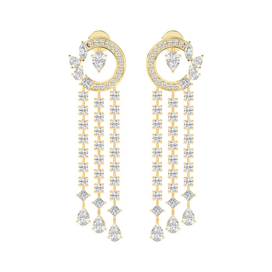 Celestial Cascade Diamond Fringe Dangle Earrings