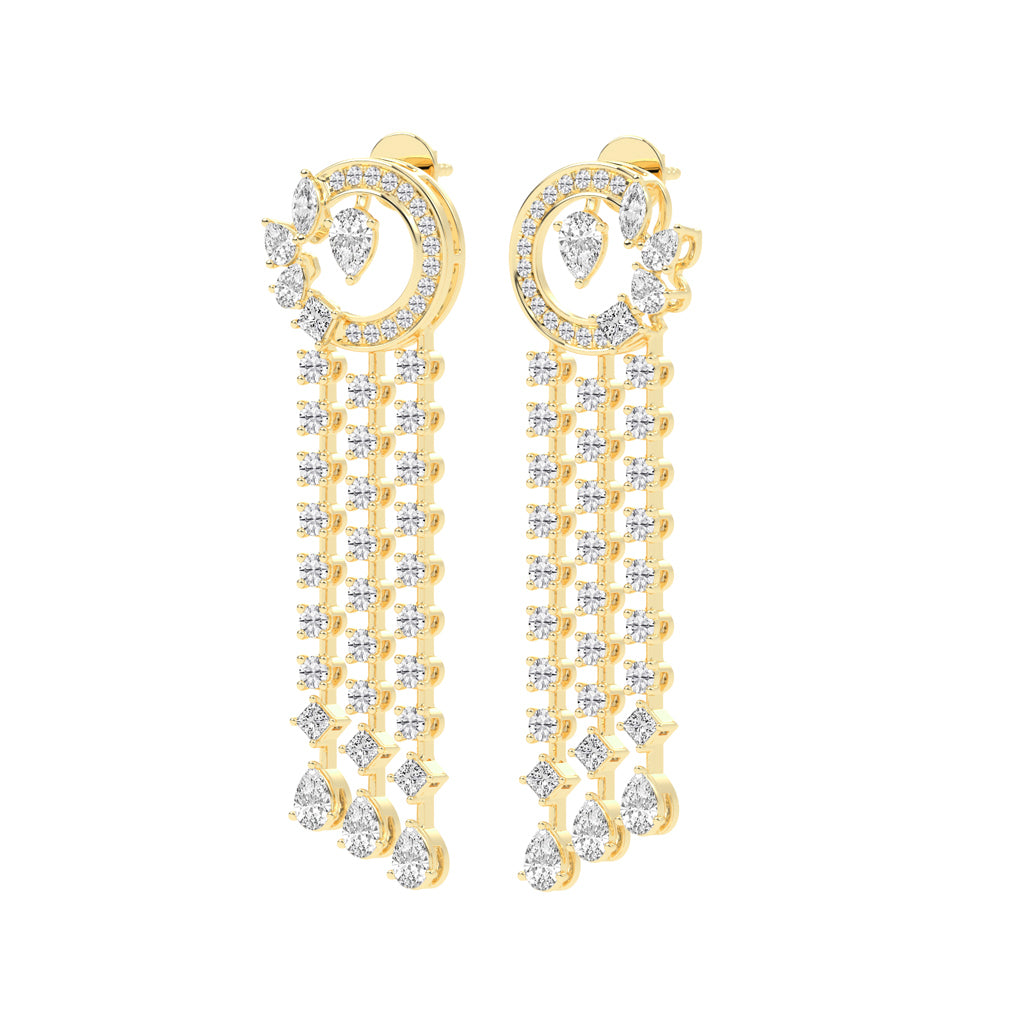 Celestial Cascade Diamond Fringe Dangle Earrings